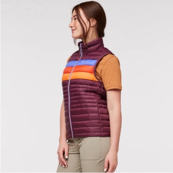 Cotopaxi Women’s Medium Fuego Down Insulated Puff Vest Maroon Wine Stripes NWT - Picture 8 of 14